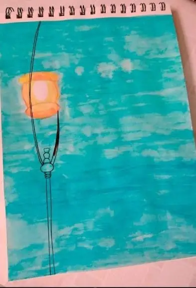 water color lantern with brustro pen
