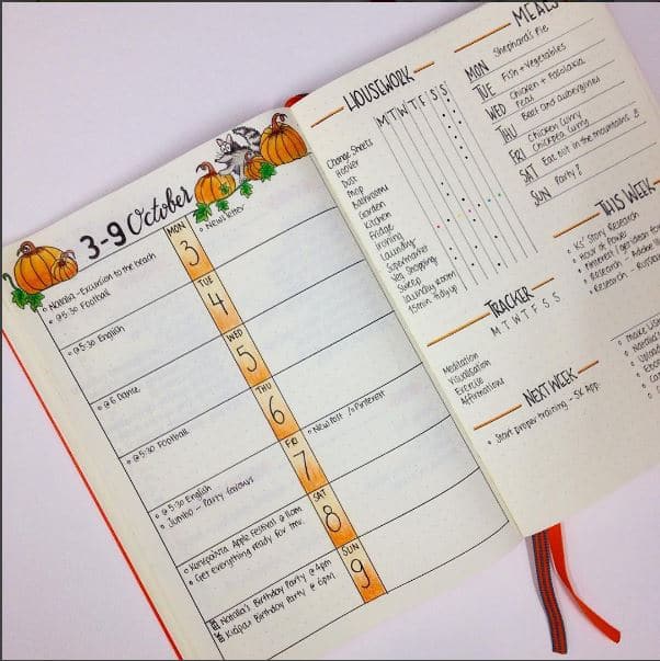 weekly spread bullet journal