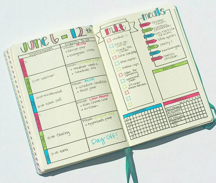 weekly spread bullet journal