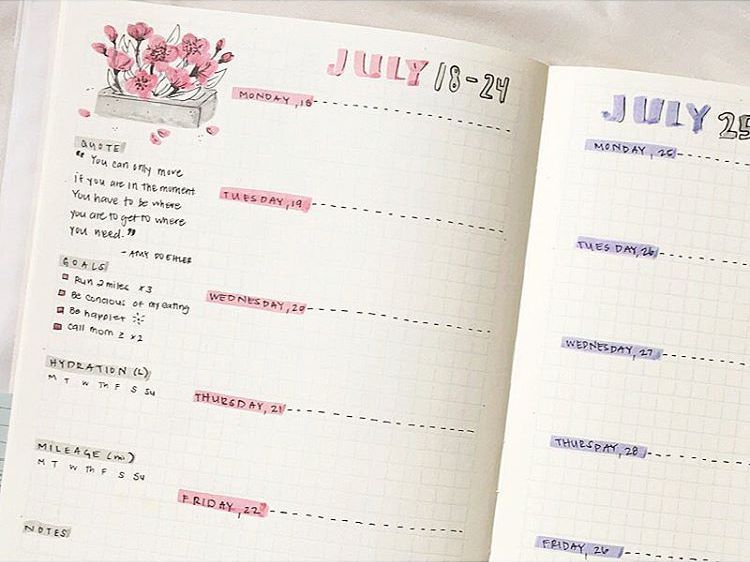 weekly spread bullet journal