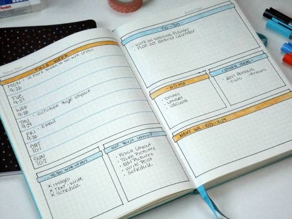 weekly spread bullet journal